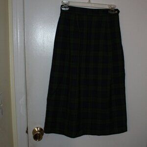 Vintage Fox & Hound Green and Blue Plaid Skirt